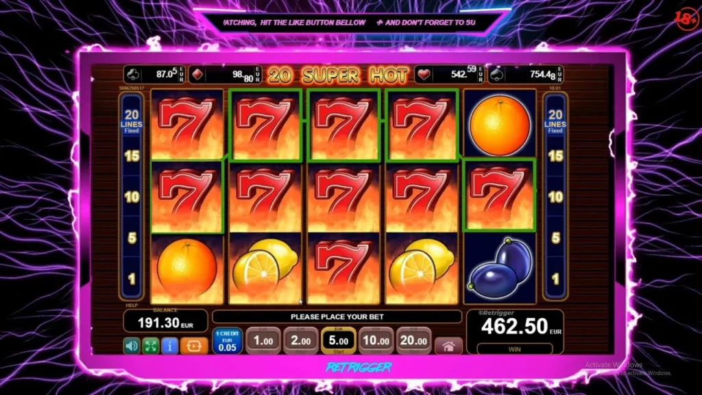 20 Super Hot большой выигрыш